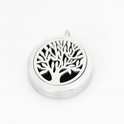 Perfume/Essential Oil Locket - Oval Tree of Life - Silver Tone